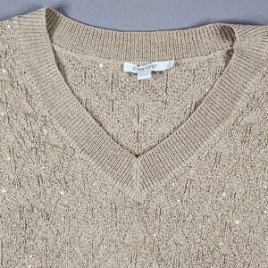 Chico's Holiday Gold Sparkly Sweater short sleeve size 4 U.S.  XXL